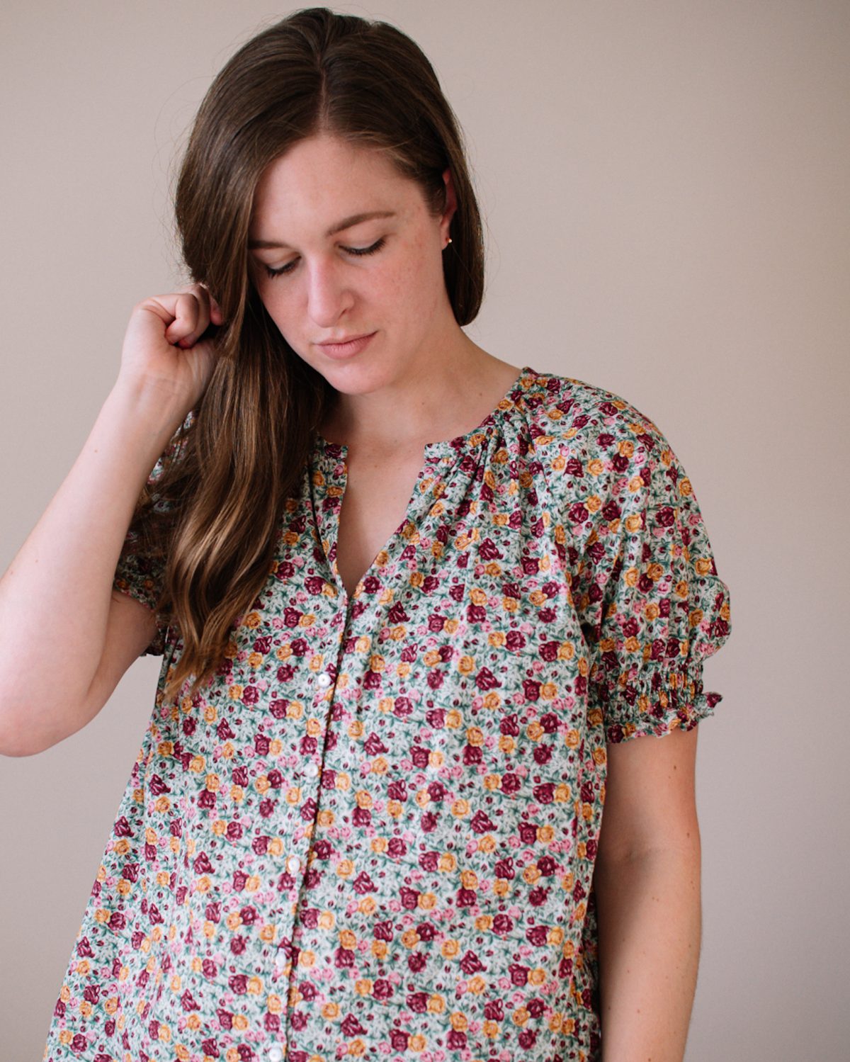 True Bias – Roscoe Blouse (Button Up + Short Shirred Sleeves)